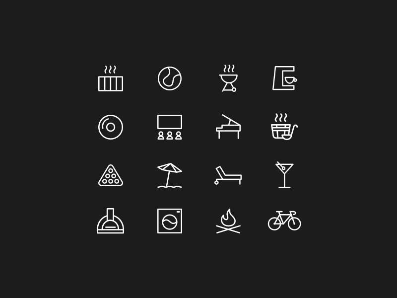 Amenities Icons amenities app branding design drawing iconography icons illustration luxury modern set