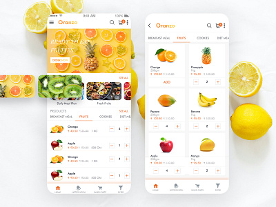 Fresh Fruit Ordering App app art branding colors delivery delivery app design ecommerce food app illustration interface ios mobile app ui ux vector