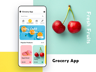 Grocery App UI/UX 2020 design branding clean ui colors designer dribbble graphic grocery app illustration minimalist mobile app mockup online shopping trending ui uiux ux work