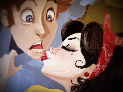 Snowhite beso blancanieves colors disney ilustration kiss pin up prince princess sketch snowhite