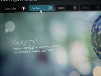 Landing buttons icon landing landing page menu over planet virtual events web design welcome