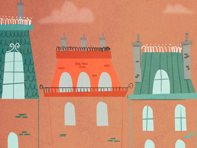 Paris france french houses illustration paris roofs skyline vintage
