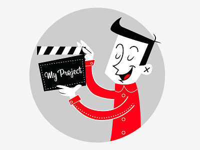 Video project 50s cinema crowdfunding drawing film icon illustration ilustración retro vectorial