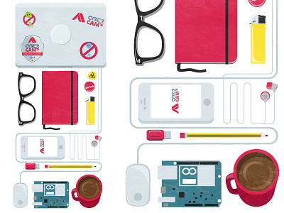 Cybercamp coffee cyber cybercamp hacker illustration ilustración laptop lighter moleskine mouse poster vectorial