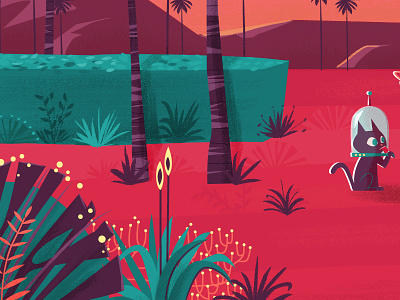 Greetings from Mars characters future illustration ilustración mars palms retro vectorial