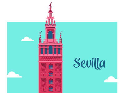 Sevilla españa giralda illustration ilustración retro sevilla spain vectorial