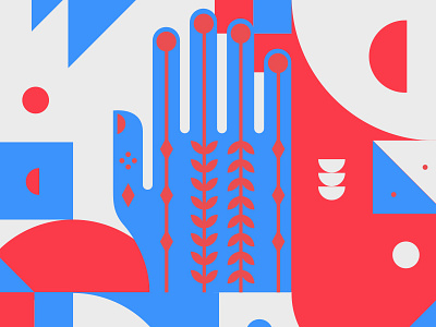 Shape study with blue hand cesar contreras design illustration shapes