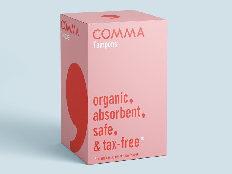 Comma Mockup2 pink logo branding grammar comma product tampon period
