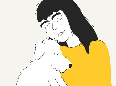 Puqui ♡ design dog doggo flat girl illustration illustrator pet procreate vector yellow