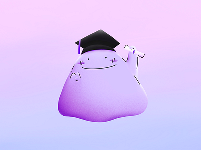 Graduation Ditto! ditto flat graduation illustration illustrator pokemon procrate purple texture