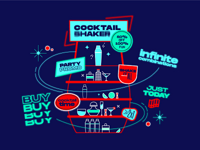 Cocktail shaker alcohol cocktail cocktails design drinks flat illustration ilustrator supermarket vector