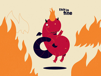 This is fine design devil fire flat illustration illustrator photoshop vector