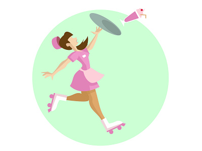 50s Diner Girl art flat illustration minimal vector