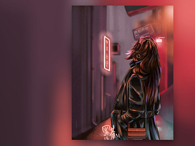Girl in pink alley cg illustration