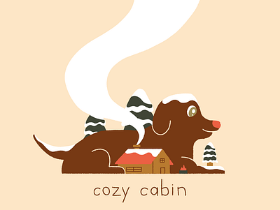 Little Cabin or Big Dog? 2d cabin character cozy dog illustration photoshop snow trees winter