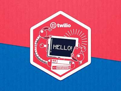 hello world illustration robot sticker design