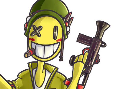 Dirty Hairy illustration smiley soldier war