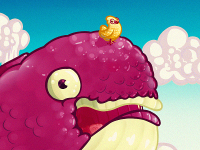 Skywhale bird cartoon colors sky whale