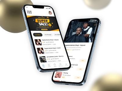 iBarber Mobile Apps app branding design flat ui ux