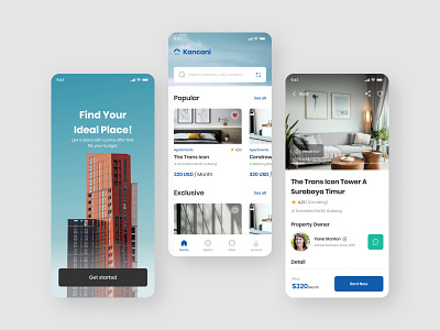 Properties and Travel App app branding design flat typography ui ux vector