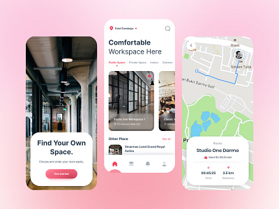 App Workspace android app board design hotel ios maps mobile nft rent travel ui ux workspace