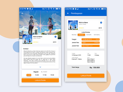 Concept of a Cinema Ticket Booking Application app branding design flat illustration ui ux web