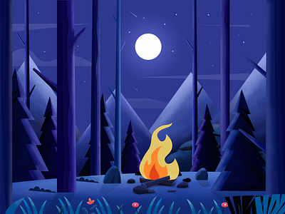 Campfire illustration illustration
