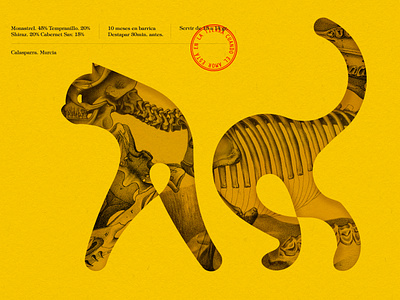 Gatusa Montaje Grande branding cat illustration skull spain wine yellow