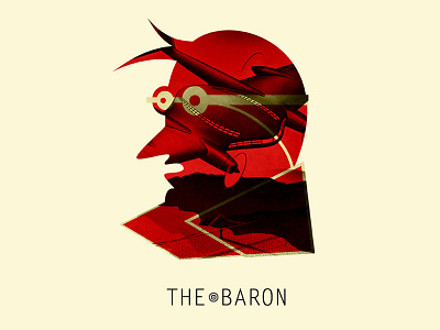 The Baron aeroplane avion baron draw poster red rojo sky spain