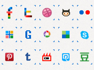 8-bit Dot-B Social Media Icons