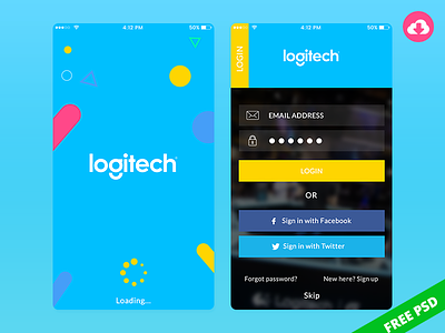 Free Mobile app psd design for Logitech android app free ios login logitech psd splash screen ui