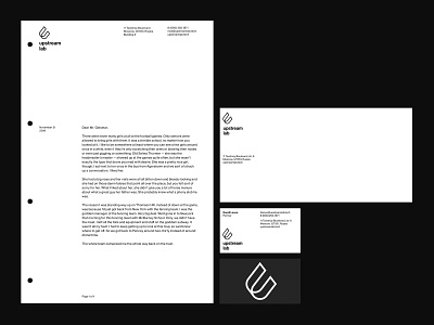 Upstream Lab — Stationery branding businesscard clean corporate identity energytech envelope grid letterhead logotype minimal simple stationery