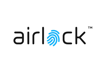 Airlock logo v2 airlock blue fingerprint identity logo mark protection security symbol