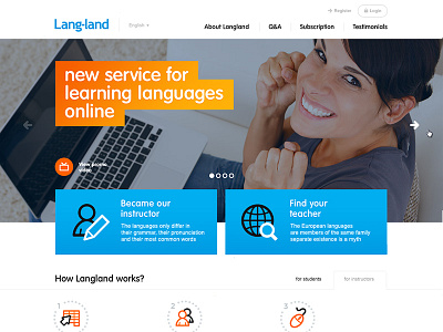 Langland: home page background design flat icons site ui web