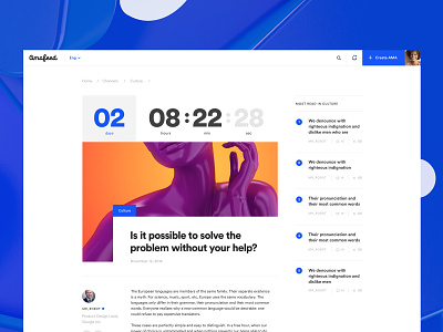 Amafeed — Countdown AMA Page ama blue clean coloful color content design digital grid layout numbers text typography ui web webdesign