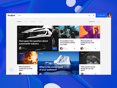 Amafeed — Desktop Index Page ama blue clean coloful color content design digital grid homepage index layout numbers text typography ui web webdesign