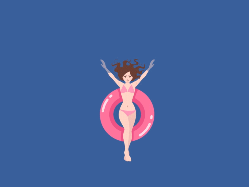 Bikini Girl animation bikini character female flat gif girl motion graphic pink swimming vector