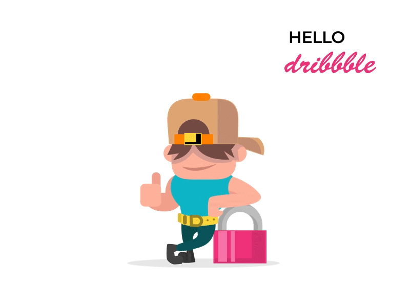 Hello Dribbble character debut dribbble hello jump lock man animation