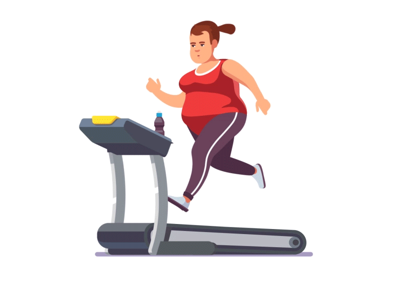 Fatty Workout! bottle character fat fitness gif animation gym jumping lady physical run cycle treadmill workout