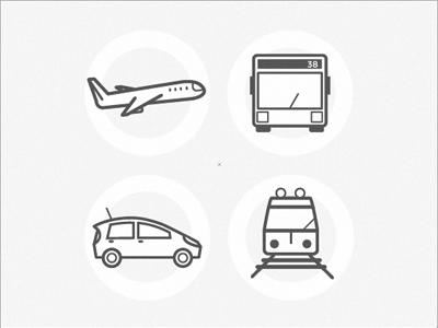 WIP traveling icons airplane bus car icons plane train