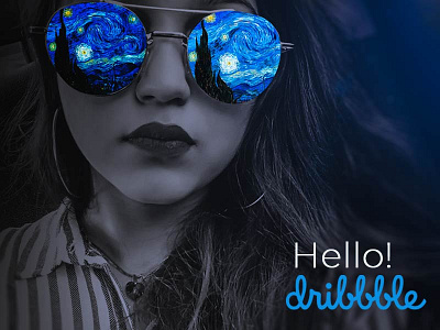 Hello Dribble! collage design gogh graphic night photomanipulation photoshop starry van