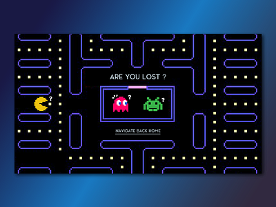 404 Page - Daily UI 008 404 dailyui design fun gamer gaming pacman spaceinvaders ui uidesign ux