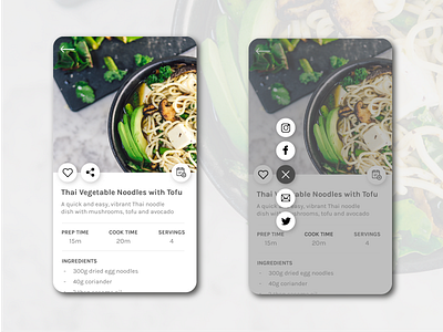 Social Share - Daily UI 010 dailyui design minimal mobile app mobileapp recipes sharing social social buttons ui uidesign ux