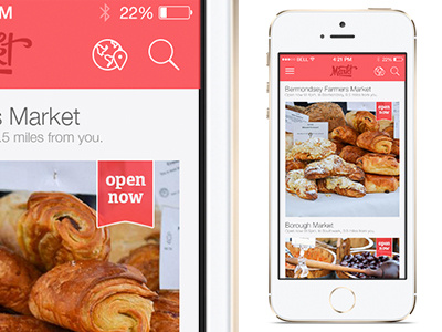 Markt - An iOS Market Discovery APP app application design feed icons ios iphone landing map mobile ribbon search