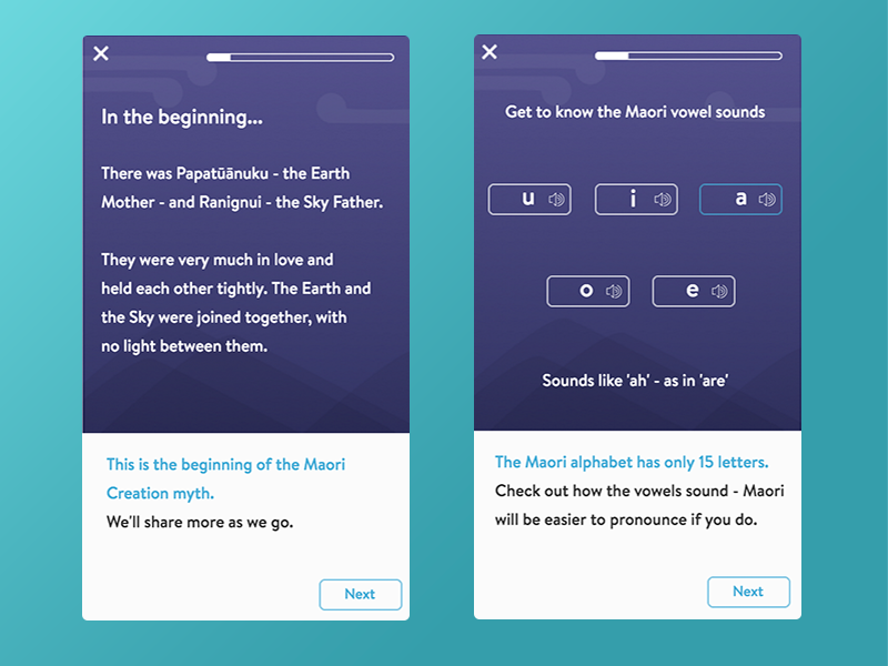 kōrero - iOS Lesson Screens by Tuesday Labs on Dribbble