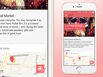 Markt:London - Market Details app design icons ios london markets onboarding pink ui ux