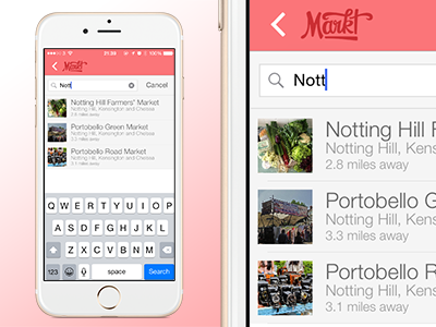 Markt:London - Market Search app design icons ios london markets pink search ui ux