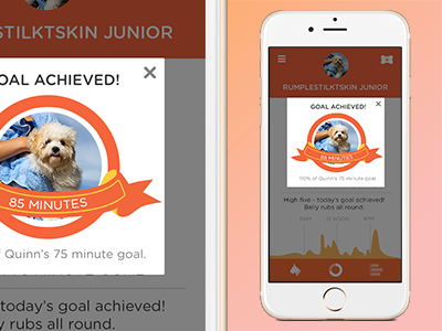 PitPat App - Goal Achieved Pop Up app app design feedback goal goal achieved ios ios app orange pedometer pop up positive