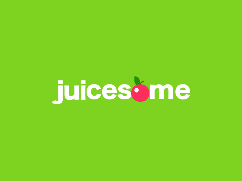 Logo design - Juicesome domain brandable brand green cherry logo juice
