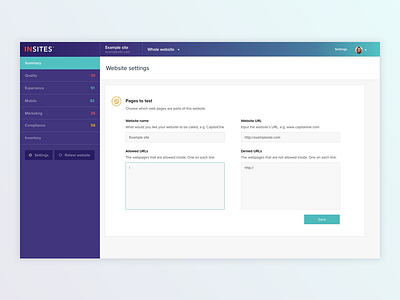 Settings page - Daily UI #7 challenge dailyui dashboard form page setting sidebar testing website